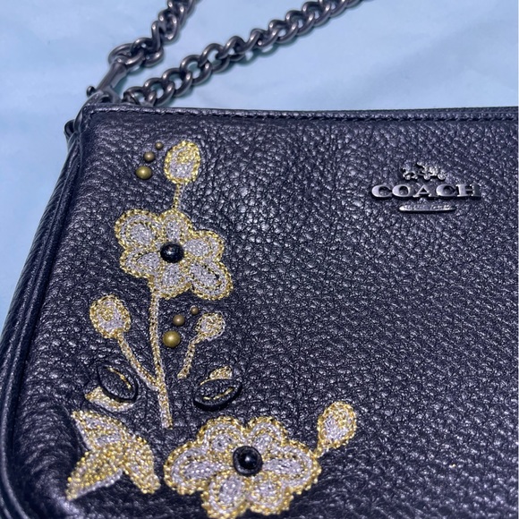 Coach Metallic Flower Embroidered Wristlet - Picture 6 of 8